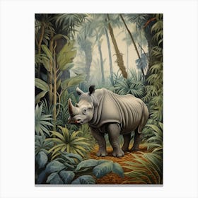 Rhino In The Archway Of The Trees Realistic Illustration 1 Canvas Print