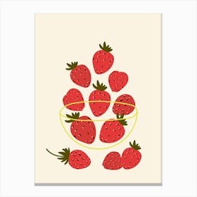 Strawberries In A Bowl Canvas Print