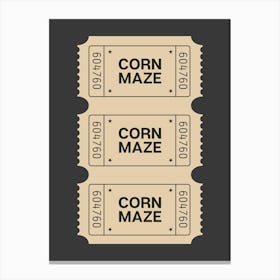 Corn Maze Ticket Halloween Poster Canvas Print