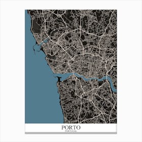 Porto Black Blue Canvas Print