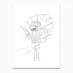 Line Drawing Flowers Canvas Print
