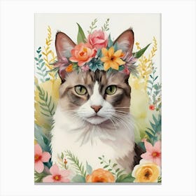 Balinese Javanese Cat With Flower Crown (22) Canvas Print