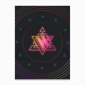 Neon Geometric Glyph in Pink and Yellow Circle Array on Black n.0180 Canvas Print