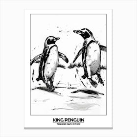 Penguin Chasing Each Other Poster 1 Canvas Print