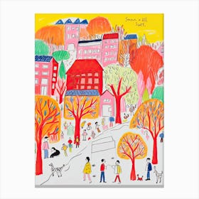 Seoul, Dreamy Storybook Illustration 4 Canvas Print