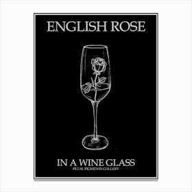 English Rose In A Wine Glass Line Drawing 3 Poster Inverted Canvas Print