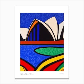 Sydney Opera House Australia Matisse Style 1 Watercolour Travel Poster Canvas Print