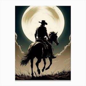 Cowboy On Horseback Canvas Print