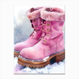 Pink Winter Boots Canvas Print