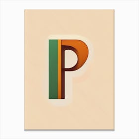 P, Letter, Alphabet Retro Minimal 3 Canvas Print
