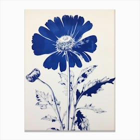 Blue Botanical Daisy 3 Canvas Print
