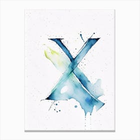 X, Letter, Alphabet Minimalist Watercolour 3 Canvas Print