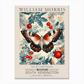 William Morris Prints Butterfly Red Christmas Gift Winter Vintage Canvas Print