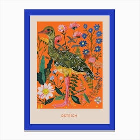 Spring Birds Poster Ostrich 2 Canvas Print