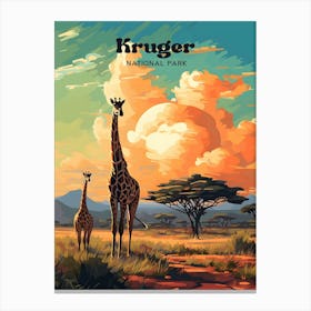 Kruger National Park South Africa Wildlife Travel Art Illustration Canvas Print