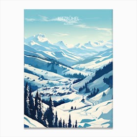 Poster Of Kitzbuhel   Austria, Ski Resort Illustration 2 Canvas Print
