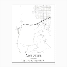 Calabasas,United States Minimalist Map Canvas Print