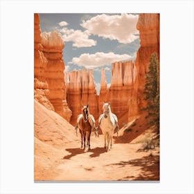 Horses Painting In Bryce Canyon Utah, Usa 4 Canvas Print