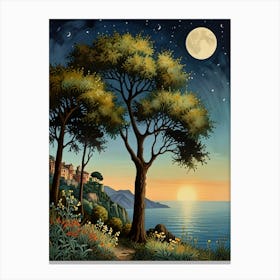 William Morris Moonlight By The Sea Canvas Print