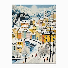Winter Snow Lucerne   Switzerland Snow Illustration 1 Canvas Print