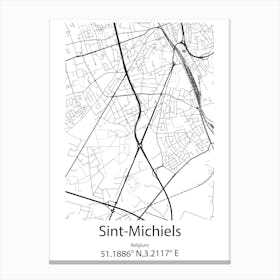 Sint Michiels,Belgium Minimalist Map Canvas Print