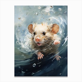 Adorable Chubby Swimming Possum 2 Canvas Print
