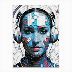 Woman With Headphones 18 Canvas Print
