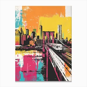 Staten Island New York Colourful Silkscreen Illustration 2 Canvas Print