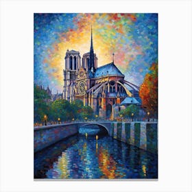 Notre Dame Paris France Paul Signac Style 4 Canvas Print