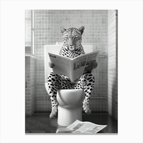 Cheetah on Toilet Funny Animal Print Canvas Print