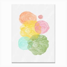 Vibrant Abstract Ink Roses – Fluid Modern Art in Pastel Colors Canvas Print