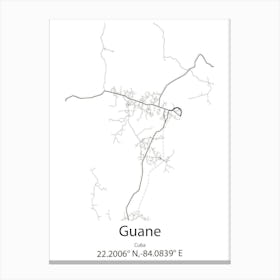 Guane,Cuba Minimalist Map Canvas Print