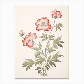 Botan Peony 3 Vintage Japanese Botanical Canvas Print