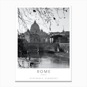 Italy Rome Black And White Coordinates Canvas Print