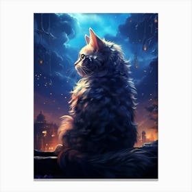 Cat In The Moonlight 1 Canvas Print