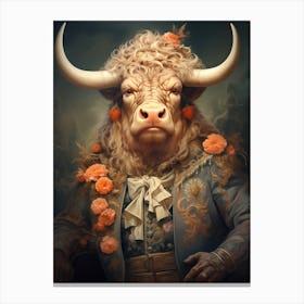 Bull With Flowers Canvas Print