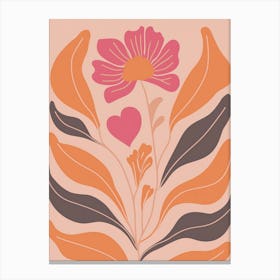 Flower & Heart Illustration Canvas Print