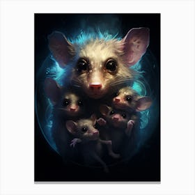 Liquid Otherworldly Mother Possum With Babies 2 Canvas Print