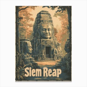 Aihrgdesign A Classic 1960s Travel Poster For Siem Reap 2 Canvas Print