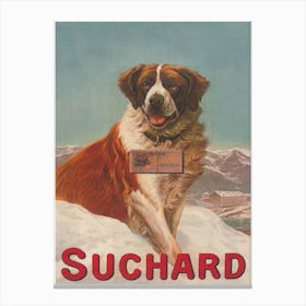 St Bernard Dog Vintage Poster Canvas Print