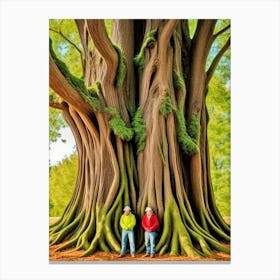 Two People In Front Of A Tree Canvas Print