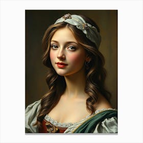 Portrait Of A Young Medival Woman Canvas Print