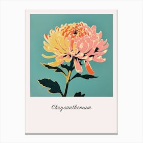 Chrysanthemum 3 Square Flower Illustration Poster Canvas Print