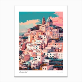Amalfi Coast, Salerno Italy Illustration Style 2 Canvas Print