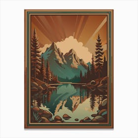 Mountain Landscape Retro Canvas Print