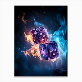 Two Dice In Fire Stock Photo Canvas Print