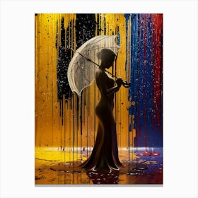 Woman With Umbrella In The Rain Canvas Print