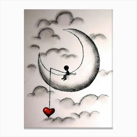 Moon And A Heart Canvas Print