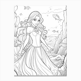 The Ocean S Surface (The Little Mermaid) Fantasy Inspired Line Art 2 Canvas Print