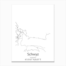 Schwyz,Switzerland Minimalist Map Canvas Print